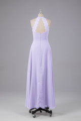 Elegante chiffon halter vloer lengte bruidsmeisje jurken