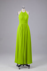 Elegante chiffon halter vloer lengte bruidsmeisje jurken