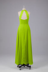 Elegante chiffon halter vloer lengte bruidsmeisje jurken
