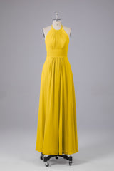 Elegante chiffon halter vloer lengte bruidsmeisje jurken