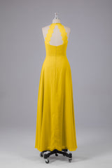 Elegante chiffon halter vloer lengte bruidsmeisje jurken