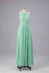 Elegante chiffon halter vloer lengte bruidsmeisje jurken