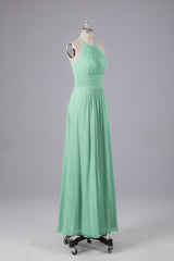 Elegante chiffon halter vloer lengte bruidsmeisje jurken