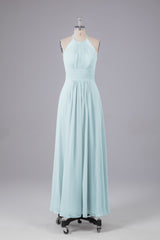 Elegante chiffon halter vloer lengte bruidsmeisje jurken