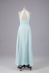 Elegante chiffon halter vloer lengte bruidsmeisje jurken
