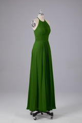 Elegante chiffon halter vloer lengte bruidsmeisje jurken