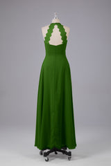 Elegante chiffon halter vloer lengte bruidsmeisje jurken