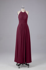 Elegante chiffon halter vloer lengte bruidsmeisje jurken