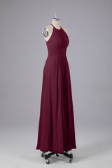 Elegante chiffon halter vloer lengte bruidsmeisje jurken
