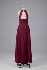 Elegante chiffon halter vloer lengte bruidsmeisje jurken