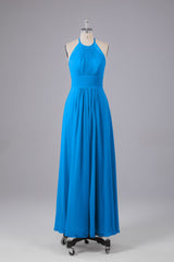 Elegante chiffon halter vloer lengte bruidsmeisje jurken