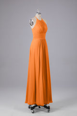 Elegante chiffon halter vloer lengte bruidsmeisje jurken