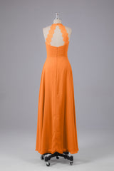Elegante chiffon halter vloer lengte bruidsmeisje jurken