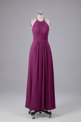 Elegante chiffon halter vloer lengte bruidsmeisje jurken