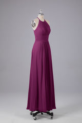 Elegante chiffon halter vloer lengte bruidsmeisje jurken