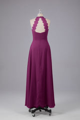 Elegante chiffon halter vloer lengte bruidsmeisje jurken