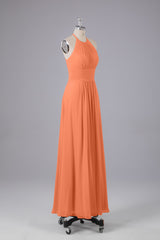 Elegante chiffon halter vloer lengte bruidsmeisje jurken