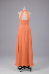 Elegante chiffon halter vloer lengte bruidsmeisje jurken