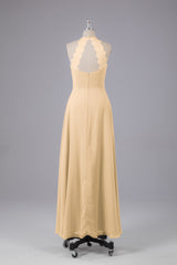 Elegante chiffon halter vloer lengte bruidsmeisje jurken