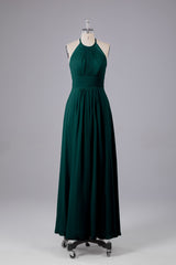 Elegante chiffon halter vloer lengte bruidsmeisje jurken