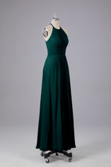 Elegante chiffon halter vloer lengte bruidsmeisje jurken