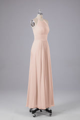 Elegante chiffon halter vloer lengte bruidsmeisje jurken