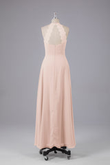 Elegante chiffon halter vloer lengte bruidsmeisje jurken
