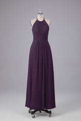 Elegante chiffon halter vloer lengte bruidsmeisje jurken