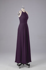Elegante chiffon halter vloer lengte bruidsmeisje jurken