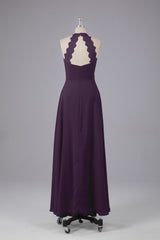 Elegante chiffon halter vloer lengte bruidsmeisje jurken