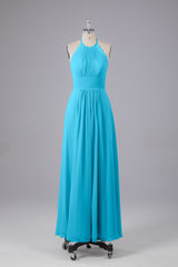 Elegante chiffon halter vloer lengte bruidsmeisje jurken