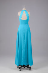 Elegante chiffon halter vloer lengte bruidsmeisje jurken
