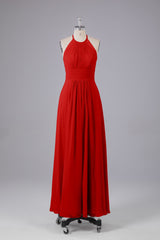 Elegante chiffon halter vloer lengte bruidsmeisje jurken