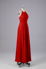 Elegante chiffon halter vloer lengte bruidsmeisje jurken
