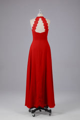Elegante chiffon halter vloer lengte bruidsmeisje jurken