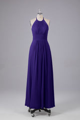 Elegante chiffon halter vloer lengte bruidsmeisje jurken