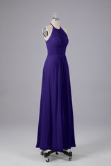 Elegante chiffon halter vloer lengte bruidsmeisje jurken