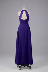 Elegante chiffon halter vloer lengte bruidsmeisje jurken