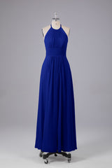 Elegante chiffon halter vloer lengte bruidsmeisje jurken