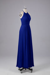Elegante chiffon halter vloer lengte bruidsmeisje jurken
