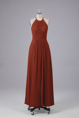 Elegante chiffon halter vloer lengte bruidsmeisje jurken