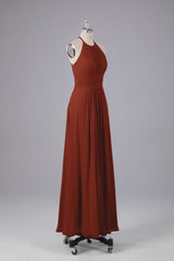 Elegante chiffon halter vloer lengte bruidsmeisje jurken