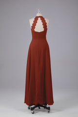 Elegante chiffon halter vloer lengte bruidsmeisje jurken