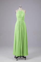 Elegante chiffon halter vloer lengte bruidsmeisje jurken