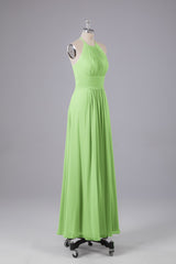 Elegante chiffon halter vloer lengte bruidsmeisje jurken