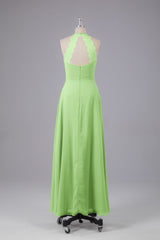 Elegante chiffon halter vloer lengte bruidsmeisje jurken