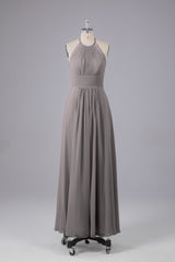 Elegante chiffon halter vloer lengte bruidsmeisje jurken