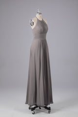 Elegante chiffon halter vloer lengte bruidsmeisje jurken