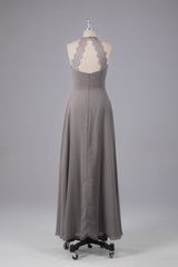 Elegante chiffon halter vloer lengte bruidsmeisje jurken