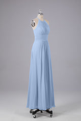 Elegante chiffon halter vloer lengte bruidsmeisje jurken